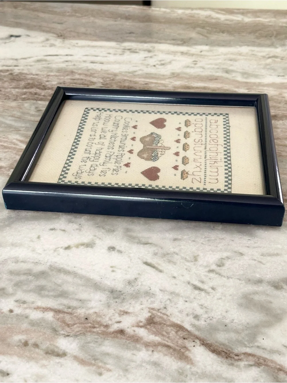 Vintage Cross Stitch 90s Framed Art -Country Kitchen /Cottage Decor /Grandmacore